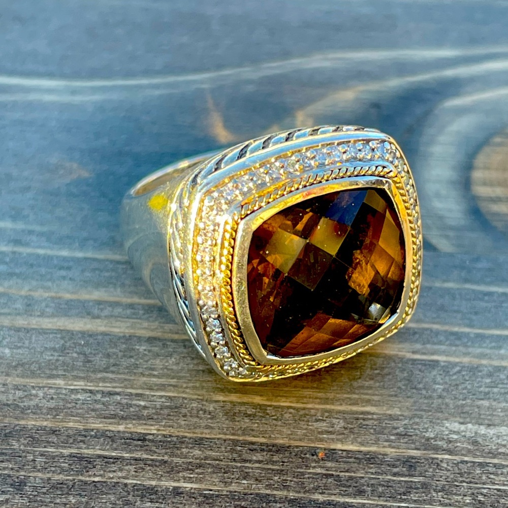 EFFY 925/18k Gold Smokey Topaz Ring